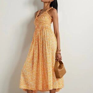 Doen Emmaretta Midi Dress Yellow and White